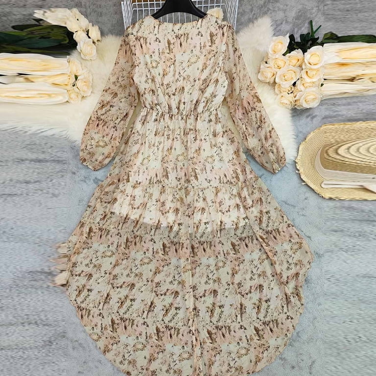 boho wedding guest dress long sleeve Womens Boho Floral Dresses Vintage Long Sleeve Crew Neck A Line Pleated Swing Flowy Maxi Dress Wedding Guest Dress Black at Amazon Women's Clothing store