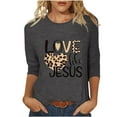 thumbnail image 2 of HOMBOM Easter Blouse Women Gray 3/4 Sleeve Casual Tops Crew Neck LOVE LIKE JESUS Summer Tops For Women Clearance XXL, 2 of 5