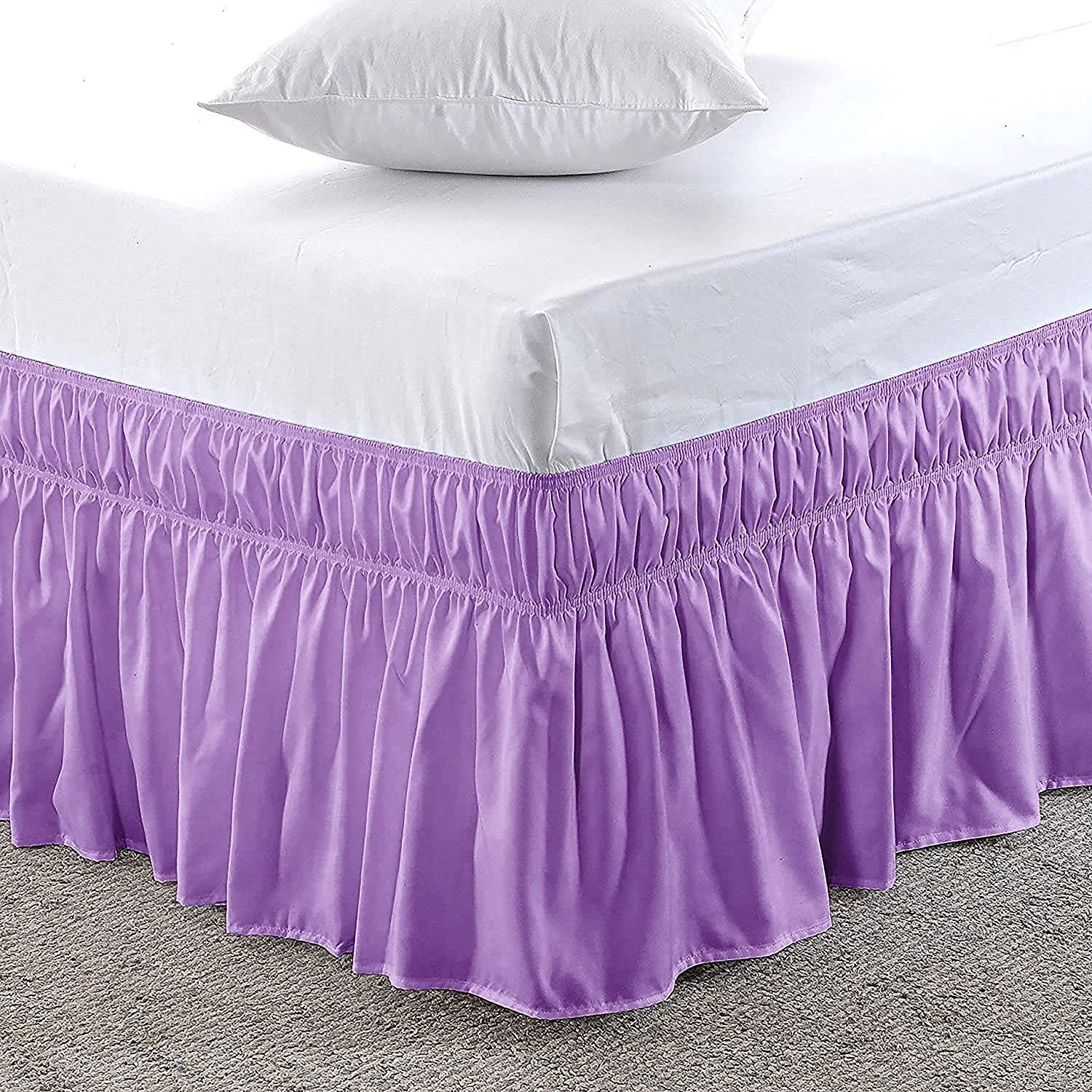 Full Size Bed Skirt (54" x 75") Elastic Wrap Around, 100 Cotton Dust