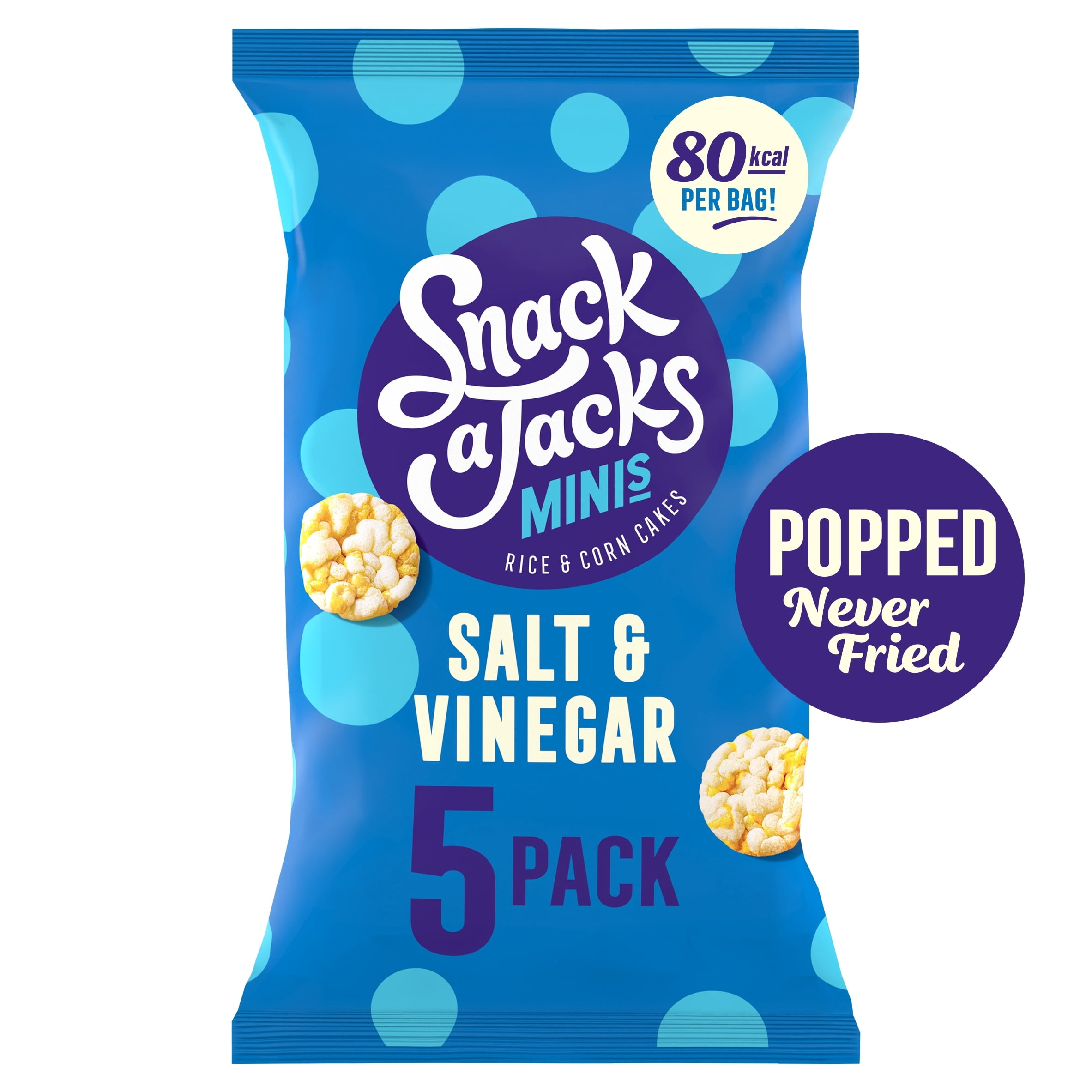 Snack a Jacks Salt & Vinegar Rice Cakes Multipack Snacks 5x19g, Imported from Britain