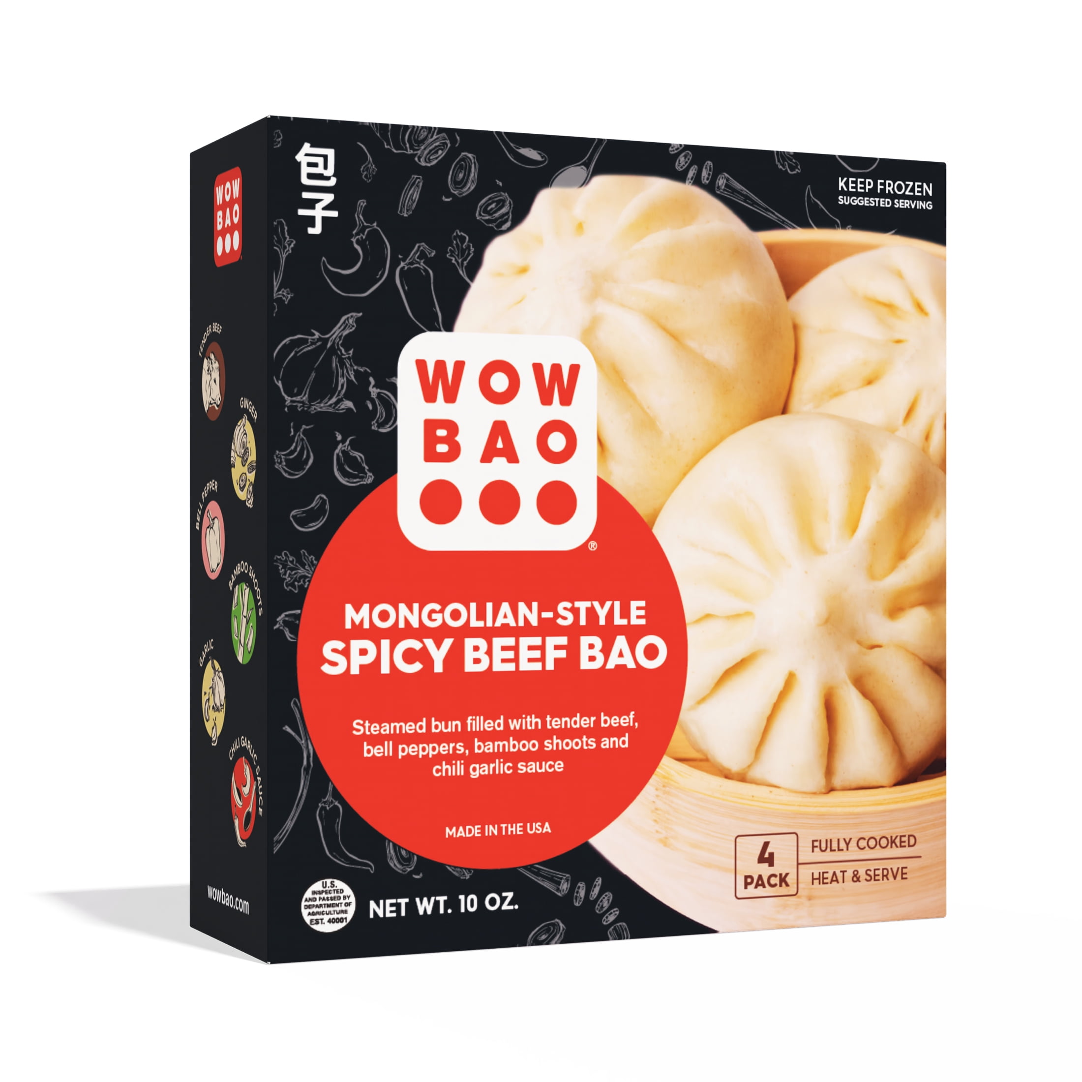 Wow Bao Mongolian-Style Beef Bao, 4 Pack, Frozen