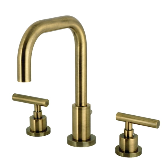 Kingston Brass FSC893CMLAB Manhattan Widespread Bathroom Faucet with Brass Pop-Up, Antique Brass