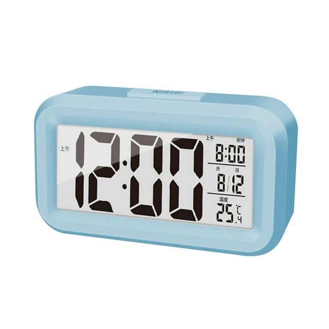 Birdeem Upgraded Digital Alarm Clock 4.3In Led Display with Temperature Larger Lound Light Control Portable Snooze Calendar Brightness with Battery Powered Alarm Clock