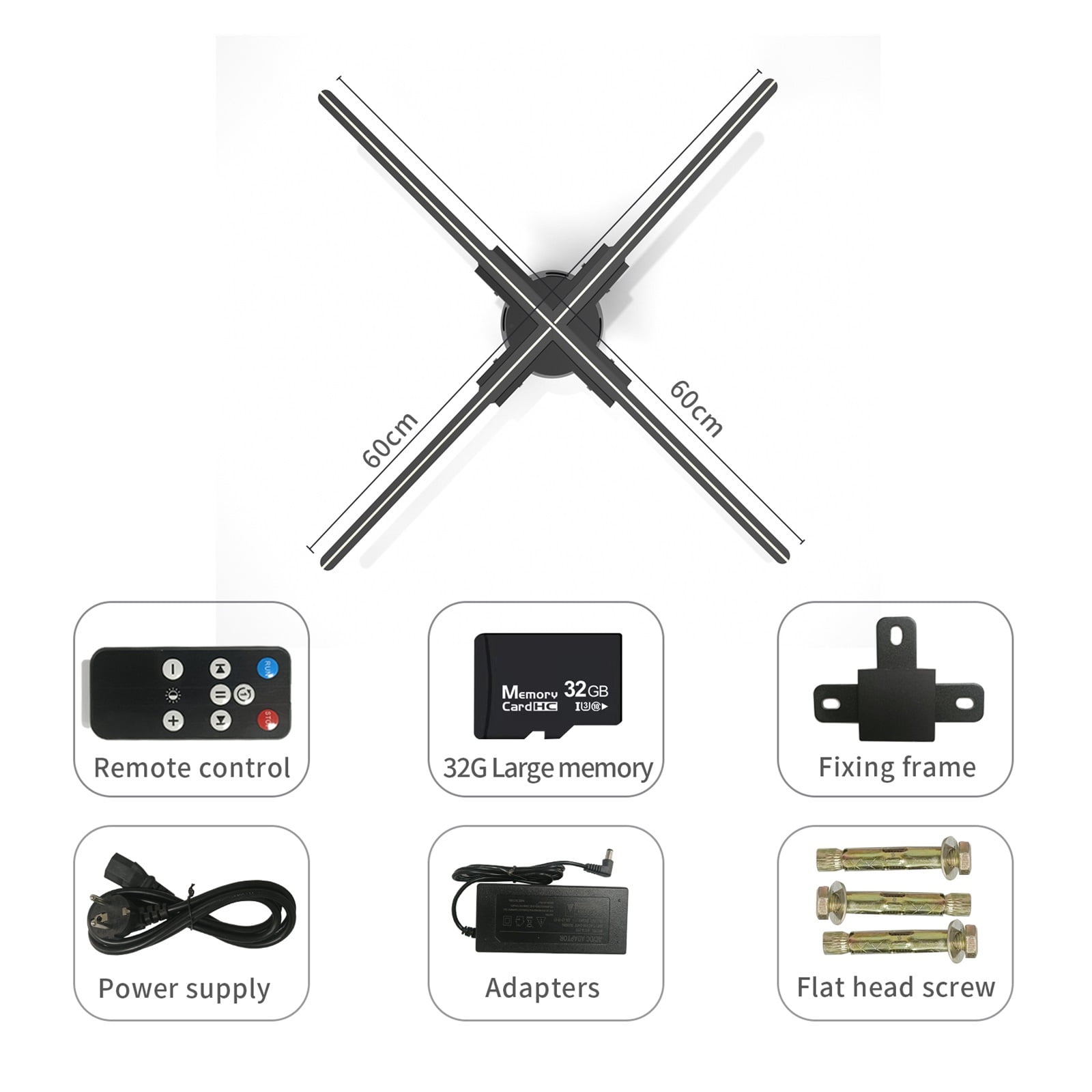 23.6 Inches Wifi 3D Hologram Fan Control Fan Led Screen Logo Animation Display For Shop, Bar, Party Advertising Display ,Versatile And Practical