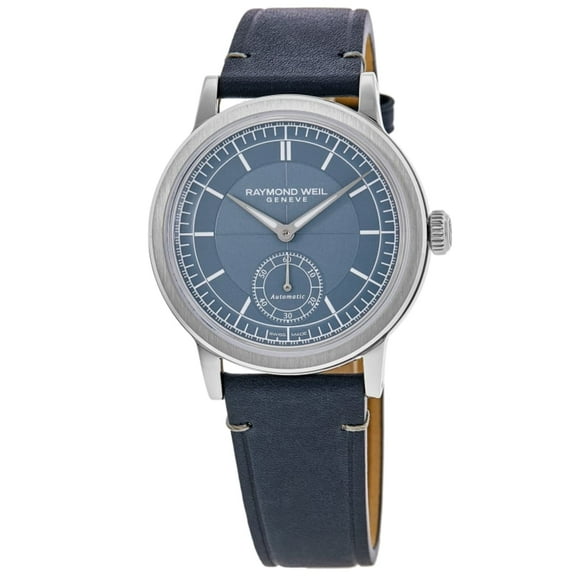 Raymond Weil Millesime Automatic Small Seconds Blue Dial Leather Strap Men's Watch 2930-STC-50011
