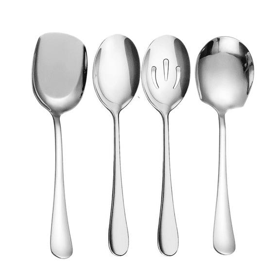 Large Serving Spoons for Buffet Stainless Steel Metal Serving Spoons Set
