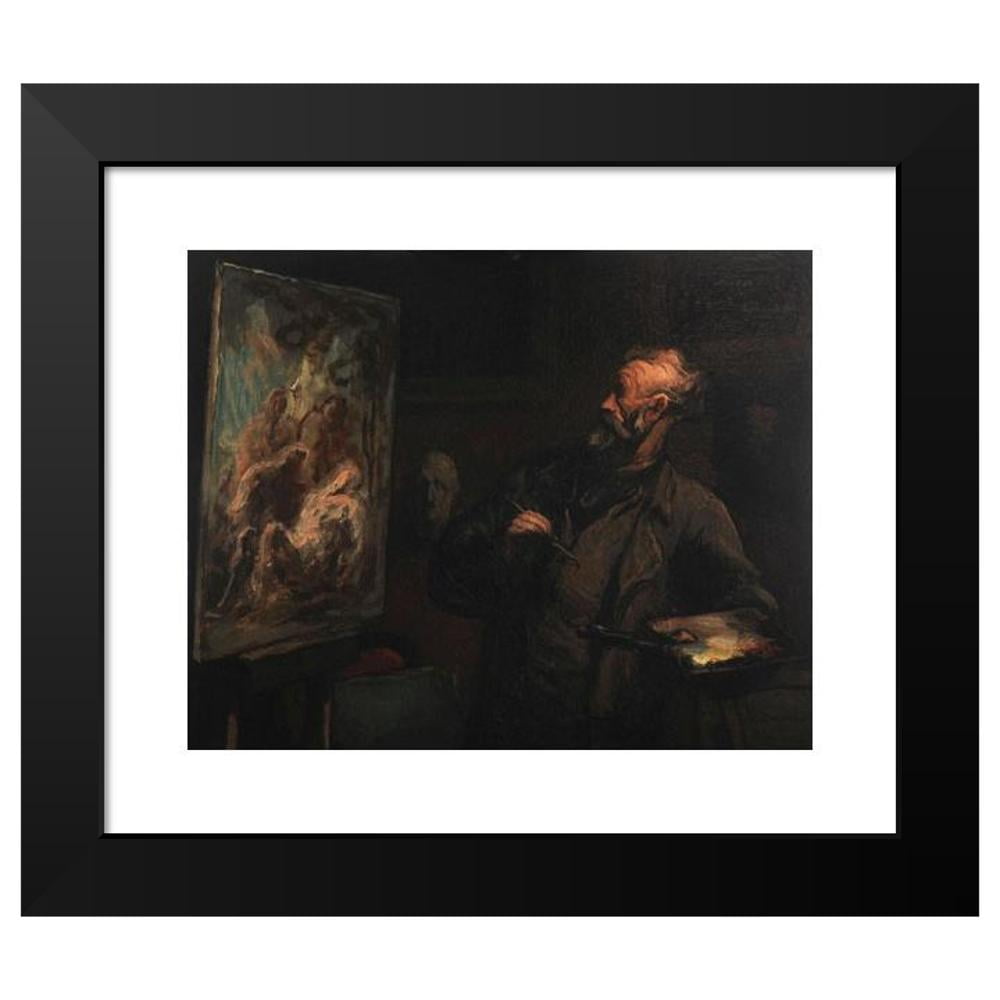 Honoré Daumier 18x15 Black Modern Framed Museum Art Print Titled - The Artist at the Tomb (ca 1867)