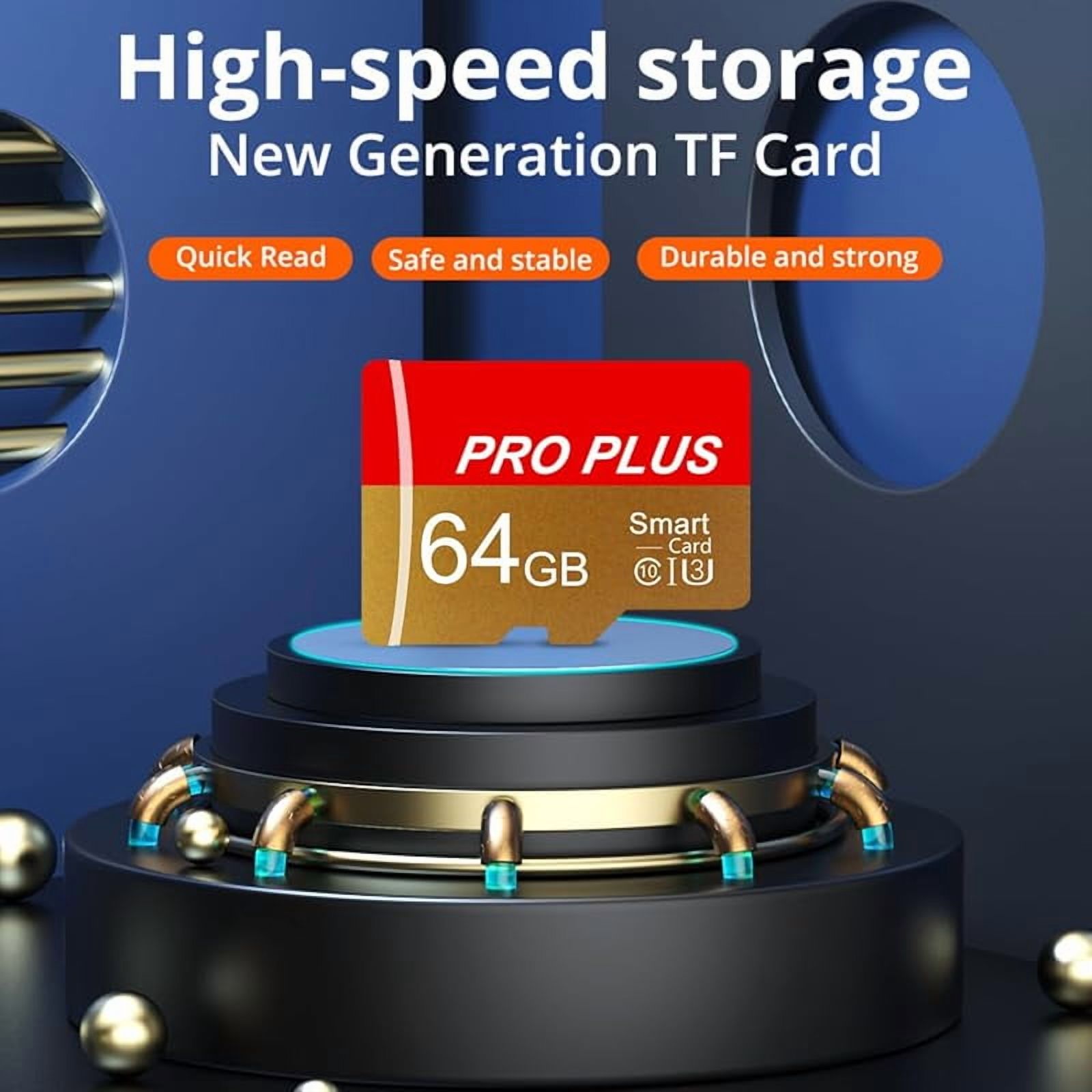 2 Pack TF Card 64GB with Adapter, High Speed Memory Card, UHS-I C10 A1 Memory TF Card for Tablet/Mobile Phone/Camera/Car Audio/Game Console (Red Gold 64GB)