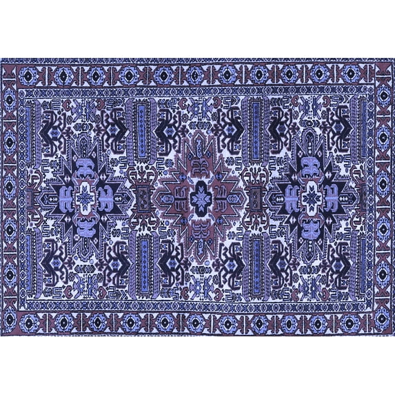 Ahgly Company Machine Washable Indoor Rectangle Persian Blue Traditional Area Rugs, 2' x 4'