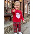 thumbnail image 6 of Loicainy Baby Toddler Boy Christmas Outfits 3 6 12 18 24 Months 2T 3T Santa Applique Long Sleeve Tops and Plaid Pants Clothes Set, 6 of 9