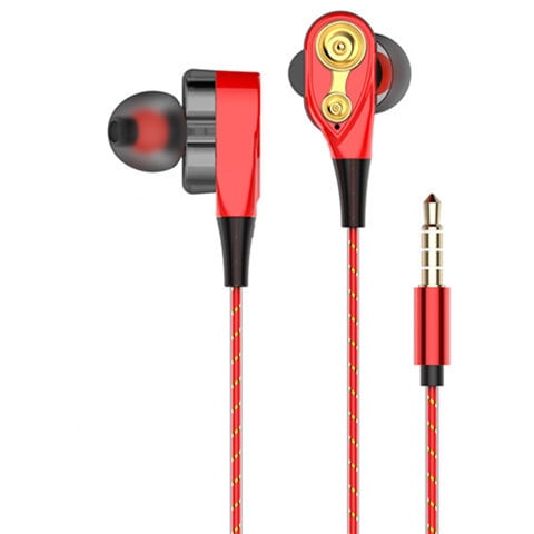 Écouteurs Intra-Auriculaires Stéréo Filaires à Double Lecteur pour iPhone  Samsung 3.5mm Sport Casque de Jeu avec la Couleur du Micro: Carré Fil  Contrôle Rouge 