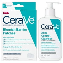 CeraVe Acne Control Cleanser & Blemish Barrier Patch Bundle – Salicylic Acid Face Wash & Acne Spot Treatment