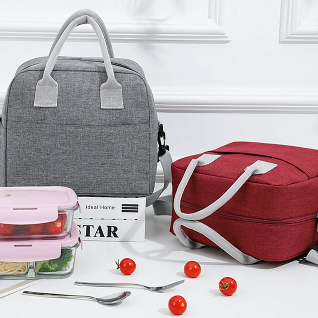 maskred Insulated Portable Food Fresh And Delicious On Go Polyester Portable With Should Strap Cooler Bags wine red 1Set