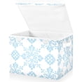 thumbnail image 2 of Light Blue Floral Patterns Foldable Storage Bin with Lid and Handle Collapsible Storage Box 16.5 x 12.6 x 11.8 inches, 2 of 7