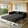 thumbnail image 2 of 81.9'' Pull Out Couch King Size, 3-in-1 Convertible Couches, Modern Sleeper Sofa Bed, Comfy Velvet Futon Sofa Bed, Cloud Loveseat, 3 Pillows, for Small Spaces, Living Room, Apartment, Black, 2 of 11