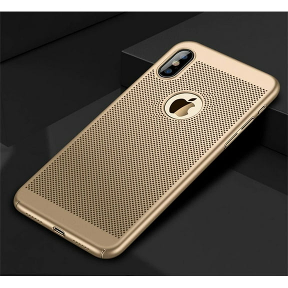 Heat Dissipation iPhone X Case (Gold) Breathable Cooling Hollow Cellular Hole Full Camera Lens Protection Ultra Slim Cover