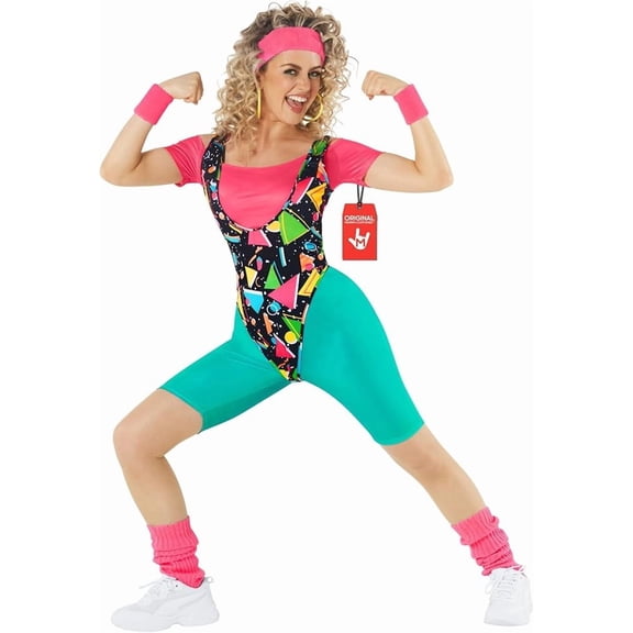 Morph 80s Workout Outfit for Women 90s Retro Workout Outfits 80 s Aerobics Outfit Halloween Costume for Womens, 2X