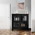 thumbnail image 2 of Giantex Console Cabinet, Kitchen Storage Cabinet w/Glass Door, Sideboard Console Table, Server Display Buffet Cabinet, Black, 2 of 10