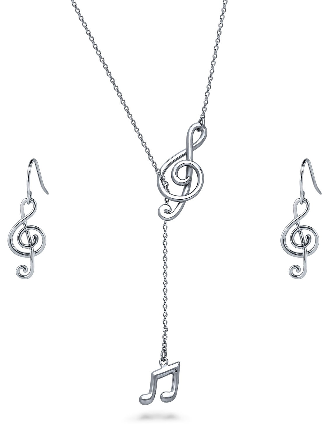 STERLING SILVER MUSICAL NOTE TREBLE CLEF CHARM WITH BOX CHAIN NECKLACE
