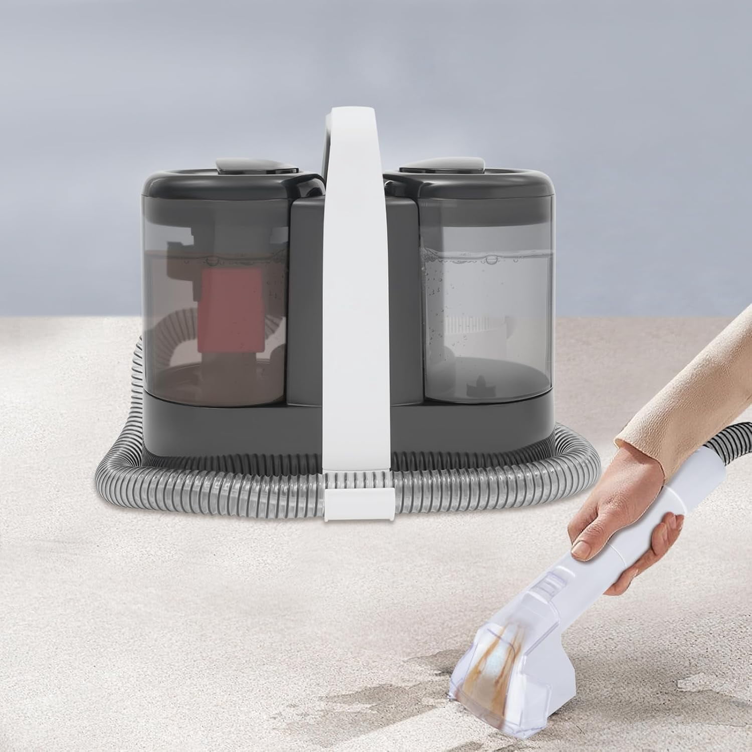 Portable Carpet Cleaner Machine, Multi-Purpose 450W Home Carpet and Upholstery Cleaner, Car and Auto Detailer, Portable Carpet Spot Cleaner with 2 Brushes for Pet Shops, Hotels