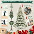 thumbnail image 6 of CAPHAUS 4.5 Feet Fake Spruce Snow Flocked Christmas Tree w/ 353 Tip Count, 300 LED Lights, Pre-Hinged, Green Pointed Shaped Leaves, with Metal Stand, for Indoor, Office, Party, Holiday Decoration, 6 of 9