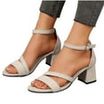thumbnail image 6 of Cethrio Womens Heeled Sandals 2025, Open Toe Fashion Ankle Strap Vacation Womens Footwear Beige Size 5, 6 of 6