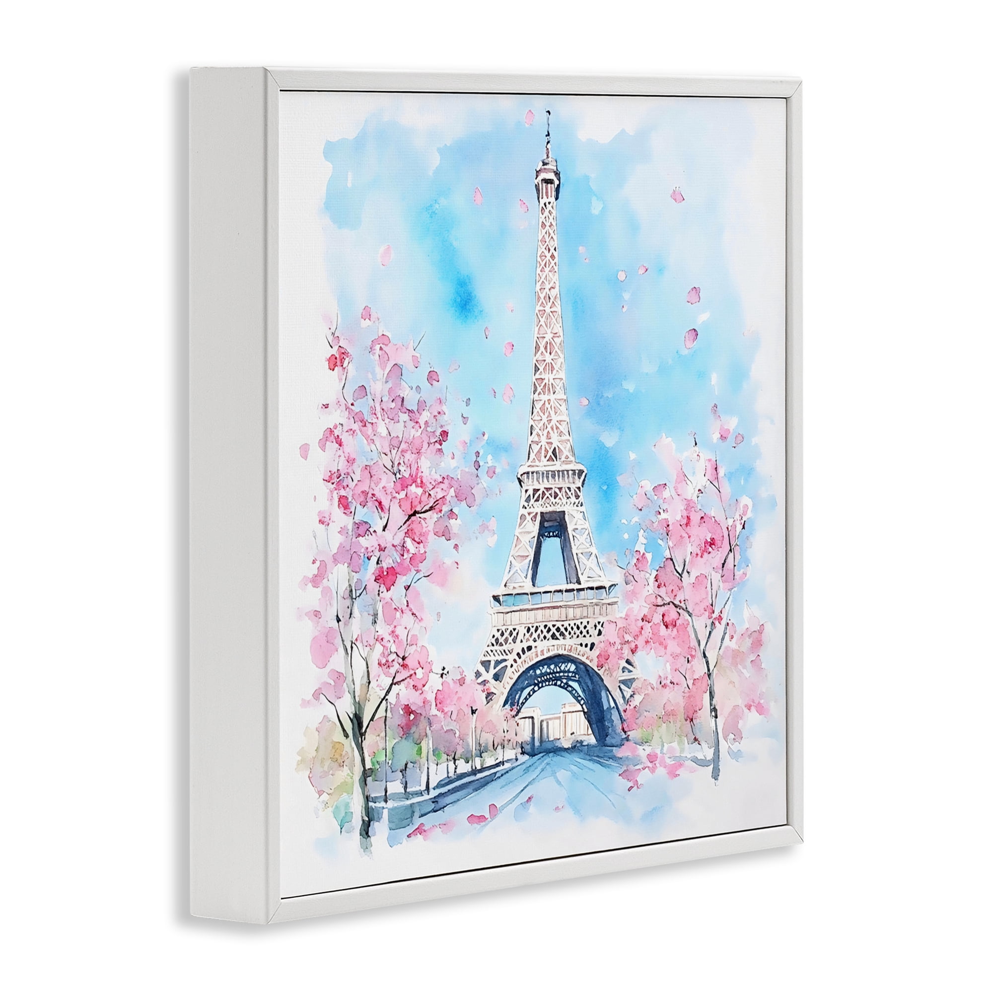 Stupell Industries Eiffel Tower Cherry Blossoms White Framed Giclee Art, design by Creative Studio