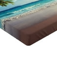 thumbnail image 2 of Ambesonne Beach Fitted Sheet 2 Pcs Set, Scenic Island View Trees, King, Pale Brown Green Blue, 2 of 3