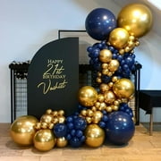 Beyondtrade 111pcs Night Blue Gold Balloons Garland Arch Kit for Baby Shower Gender Reveal Birthday Party Graduation Wedding backdrop Decoration