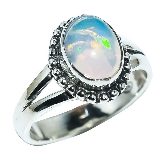 Ethiopian Fire Opal Natural Gemstone 925 Sterling Silver Ring For Her MR-16