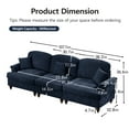 thumbnail image 5 of Newest Classic Sleeper Sofa Couch,Flared Arms,Removable Ruffles Pleats Skirts,Spindle Legs, Comfy Modular Sectional Chenille Deep Seat Cloud Sofa Couch,3 Movable Ottomans, Blue, 5 of 18