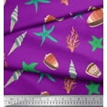 thumbnail image 3 of Soimoi Purple Cotton Voile Fabric Starfish & Sea Horns Ocean Print Fabric by the Yard 56 Inch Wide, 3 of 3