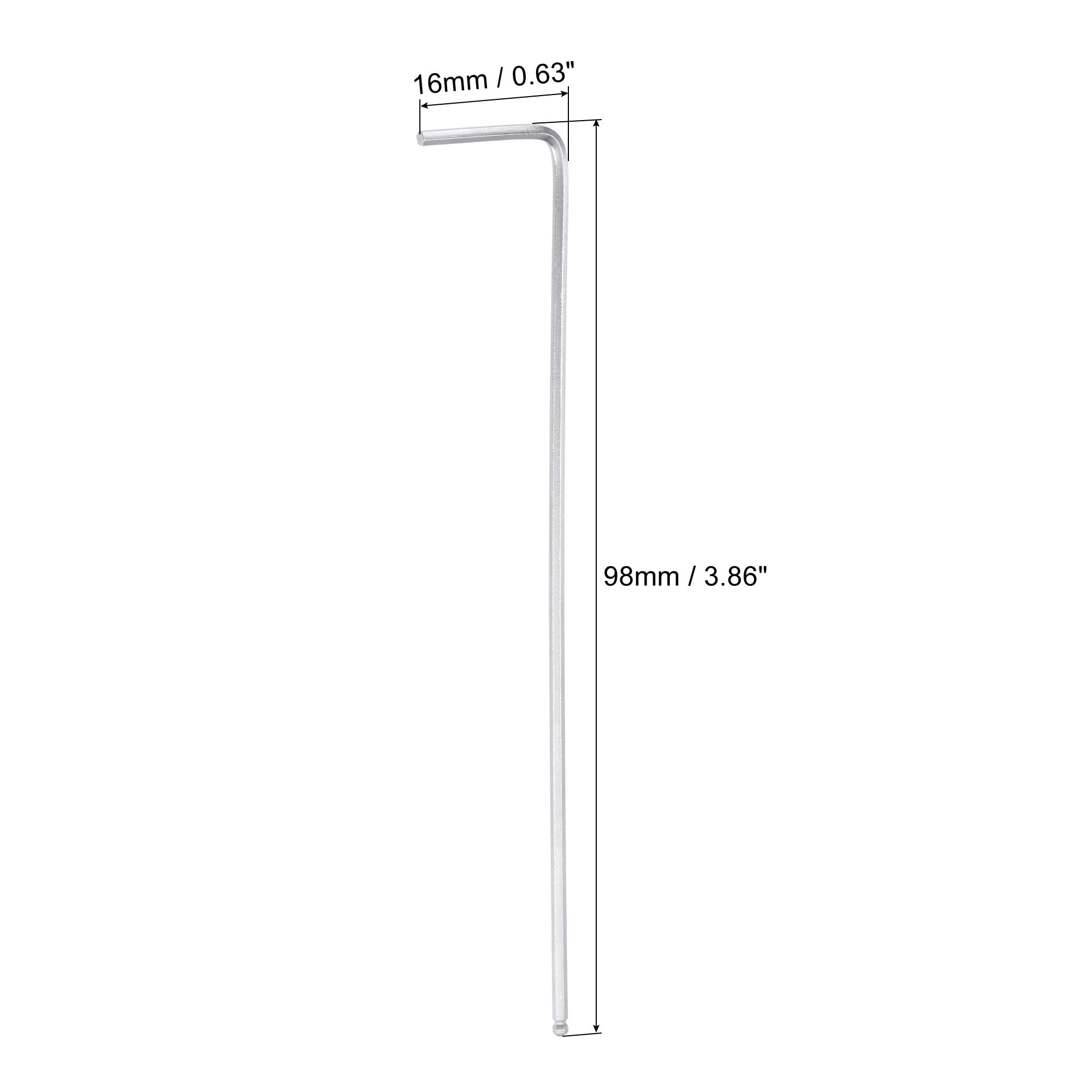 Unique Bargains Ball End Hex Key Wrench L Shaped Long Arm CR-V Silver 3.86"