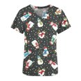 thumbnail image 4 of Puntoco, blusas con cuello en V y manga corta a la moda para mujer, blusa de bolsillo con estampado de uniforme de trabajo, tops Puntoco Puntoco-4207, 4 of 5