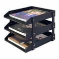 thumbnail image 1 of UnionBasic 3-Layer Document Paper Letter Tray, Faux Leather Desktop File Sorter Organizer Tray, Black, 1 of 4