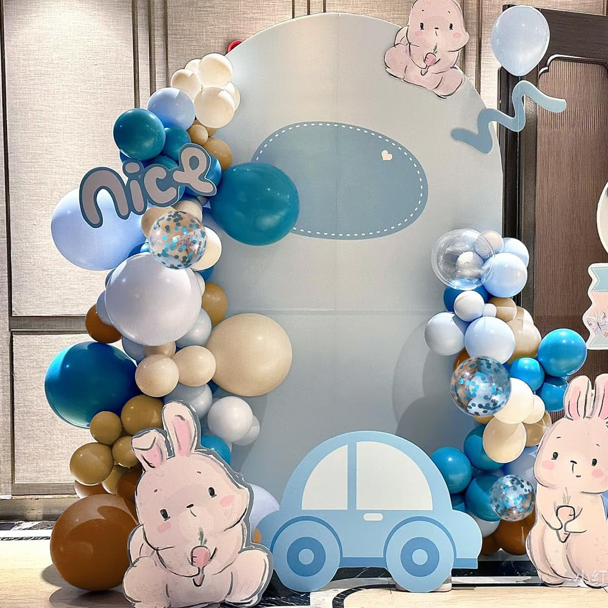 Boho Brown and Blue Balloon Garland Arch Kit, 156Pcs Light Ocean Blue Caramel Brown White Sand Nude Balloons for Birthday Gender Reveal Baby Bridal Shower Wedding Party
