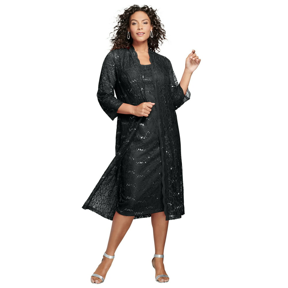 Roaman's Roaman's Women's Plus Size Lace & Sequin Jacket