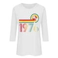 thumbnail image 2 of Craaazy Women's 1976 Casual Letter Printed 50th Birthday 3/4 Sleeve T-shirts Gifts, 2 of 4