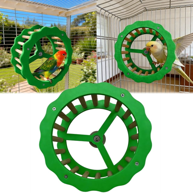 BotaniNest Parrot Exercise Wheel And Steering Interactive Bird Activity Center With Chewable Wooden For Conures Budgies 1pc