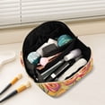thumbnail image 2 of FORMRS Makeup Bag Travel Cosmetic Organizer for Women Fold Flat Zipper Pouch with Handle, Purple Abstract Floral, 2 of 8
