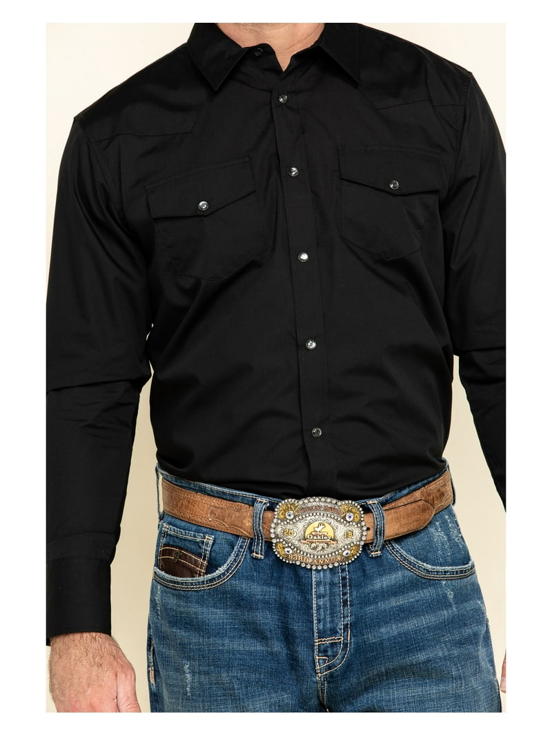 Gibson Trading Men's Medium-Sized Solid Black Western Shirt with