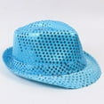 thumbnail image 3 of Zaldita Sequin Fedora Hat Disco Hat Jazz Dance Hat Stage Performance For Women Men Sky Blue One Size, 3 of 4