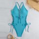 thumbnail image 5 of MKLEKYY Trajes De Baños Women Sexy Lace Up 1 Piece Swimsuit Deep V Neck Bathing Suits, 5 of 6
