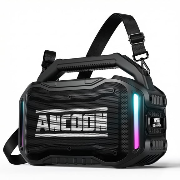 ANCOON Speakers Bluetooth Wireless: 80W(Peak) Loud Speaker with Bass, 20H Playtime, IPX6 Waterproof, Large Jobsite Speakers for Work, Outdoor, Workshop, Garage, Portable Speaker with TWS (Black)