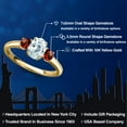 thumbnail image 2 of Gem Stone King 10K Yellow Gold Sky Blue Aquamarine and Red Garnet Engagement Ring for Women | 1.15 Cttw | Oval 7X5MM | Gemstone March Birthstone | Size 5, 2 of 6