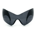 thumbnail image 3 of XL Oversized Rimless Shield Futuristic Wrap 80s Funky Robotic Sunglasses Black, 3 of 8