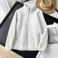 thumbnail image 2 of FRSASU Women's Fuzzy Fleece Jacket Long Sleeve Zip up Coat Soft Casual Outerwear with Pockets White, 2 of 9