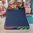 thumbnail image 4 of Manfei Tropical Floral Leaves Zipper Queen Comforter Set with Fitted Sheet and 2 Pillowcases,Botanical Plants Zipper Bedding Set,Reversible, 4 of 7