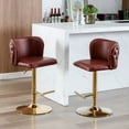 thumbnail image 3 of Swivel Bar Stools Set of 2, PU Leather Bar Stools with Back, 25"-33" Counter Height to Bar Height Adjustable Stool Chairs, for Kitchen Island Pub Dining Room (2Pcs,Burgundy Wine Red), 3 of 6