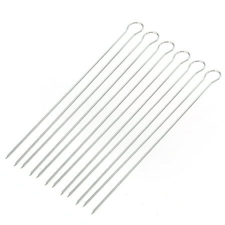 

6pcs Stainless Steel BBQ Skewer Set Reusable Kebob Skewers Grilling Sticks Barbecue Roast Needles